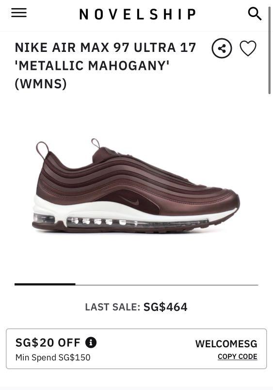 Nike Air Max 97 ULTRA 17 Metalic Mahogany Women s Fashion