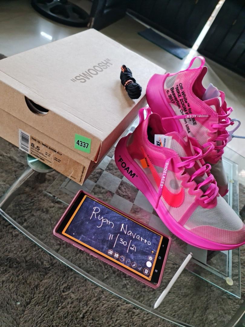 Nike X White Zoom Fly - Pink, Men's Footwear, Sneakers on Carousell