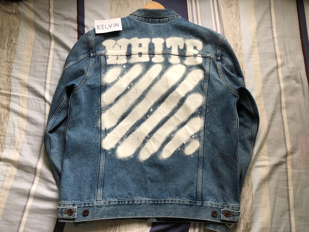 Off white spray denim jacket online