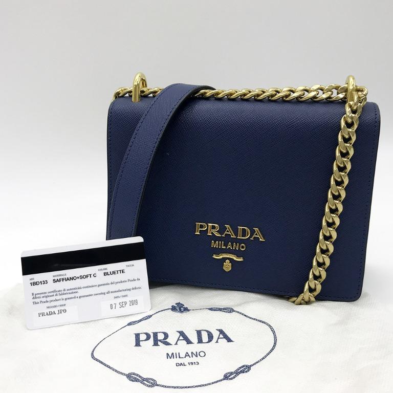 PRADA-Logo-Diagram-Leather-Chain-Shoulder-Bag-Pink-1BH083 – dct
