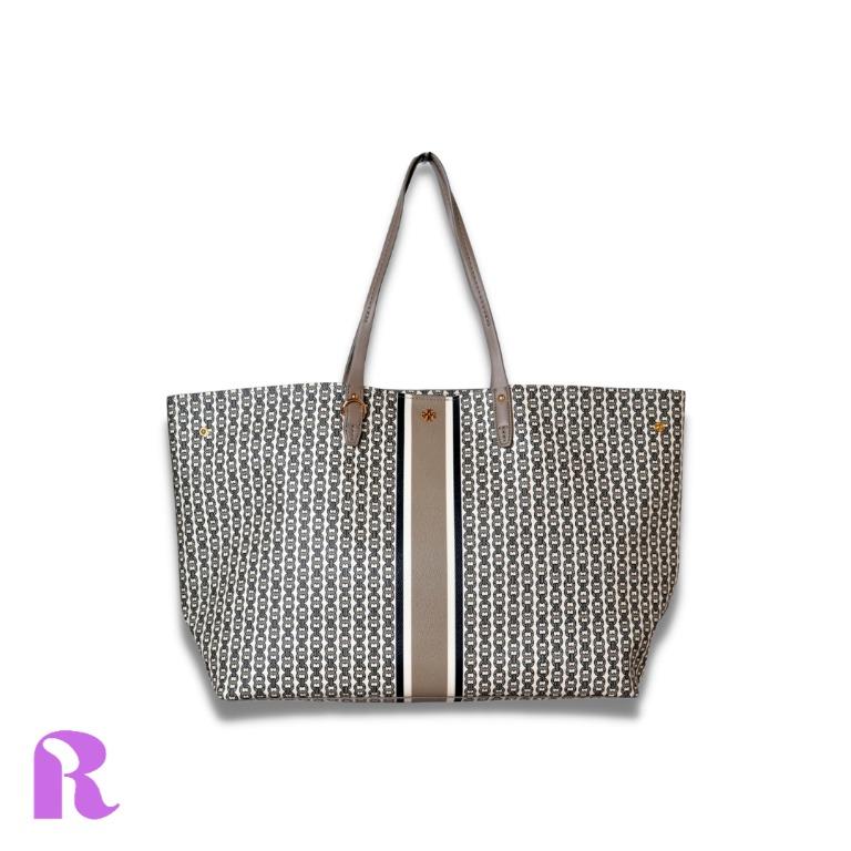 Gemini link coated deals canvas tote tory burch