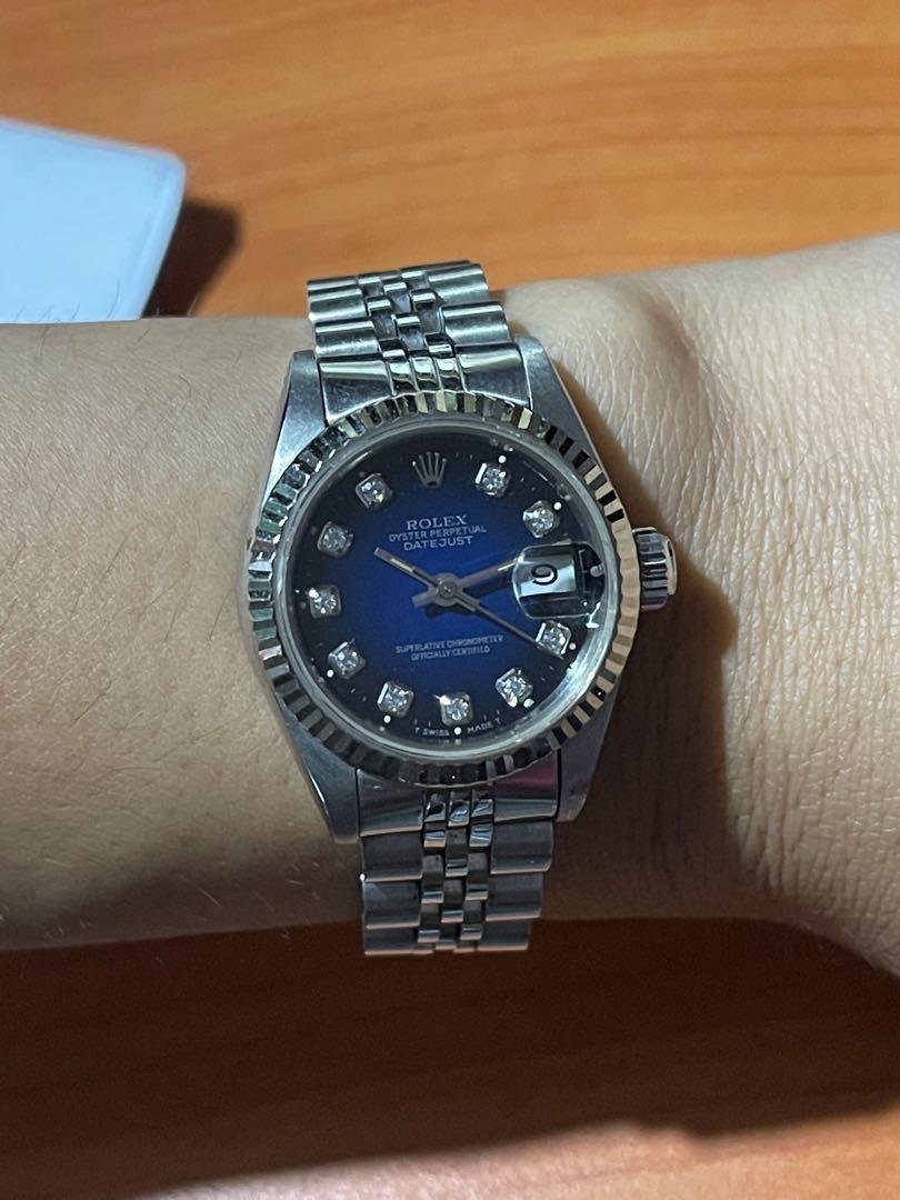 Diamond rolex store blue face