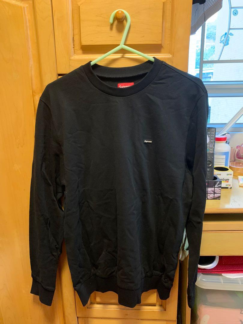 Supreme small box pique crewneck black M size, 名牌, 服裝- Carousell