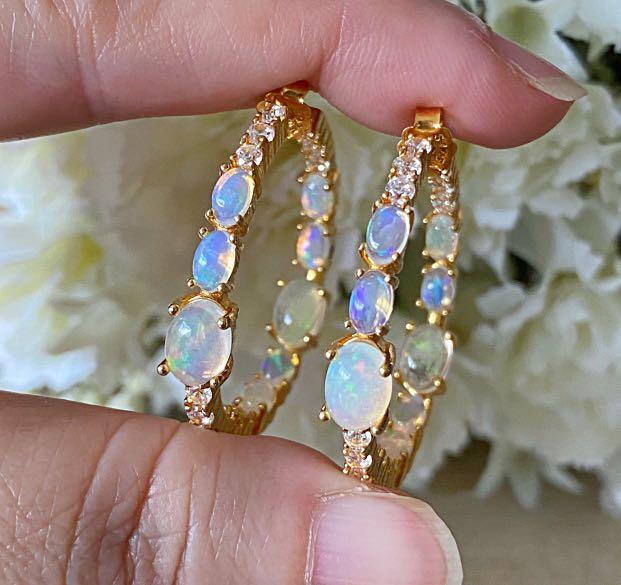 Genuine opal earrings best sale