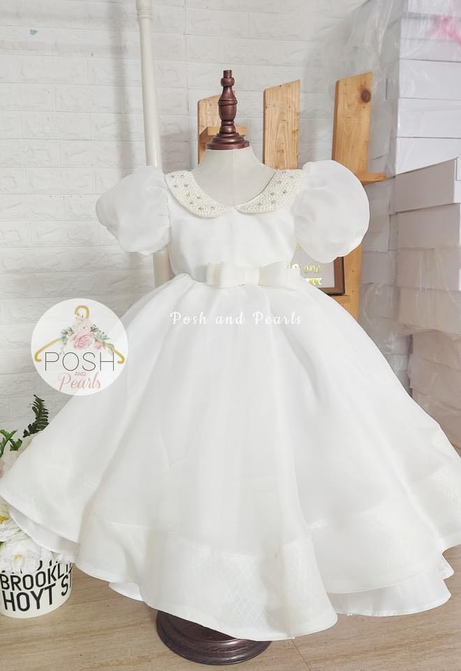 White Puff Sleeve Flower Girl Ball Gown, Babies & Kids, Babies & Kids  Fashion On Carousell
