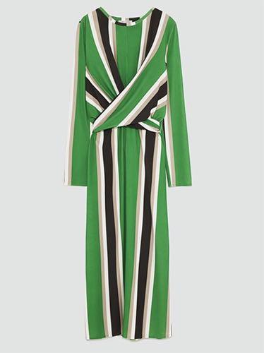 Zara green sale striped dress