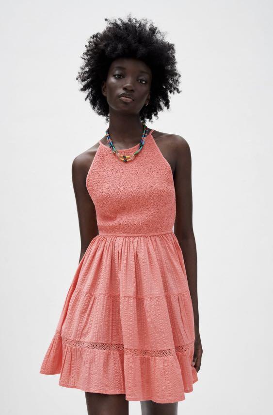 Zara coral dress sale