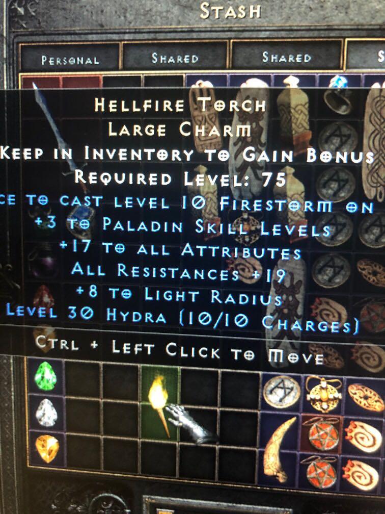17/19 Paladin hellfire torch d2r Diablo 2 resurrected, Video Gaming