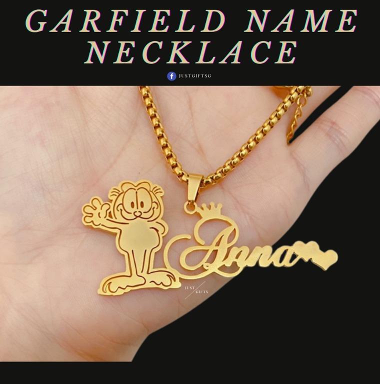 Garfield Custom Name Necklace Gold Silver Personalized Choker Necklaces for Women Children Cartoon Stainless Steel