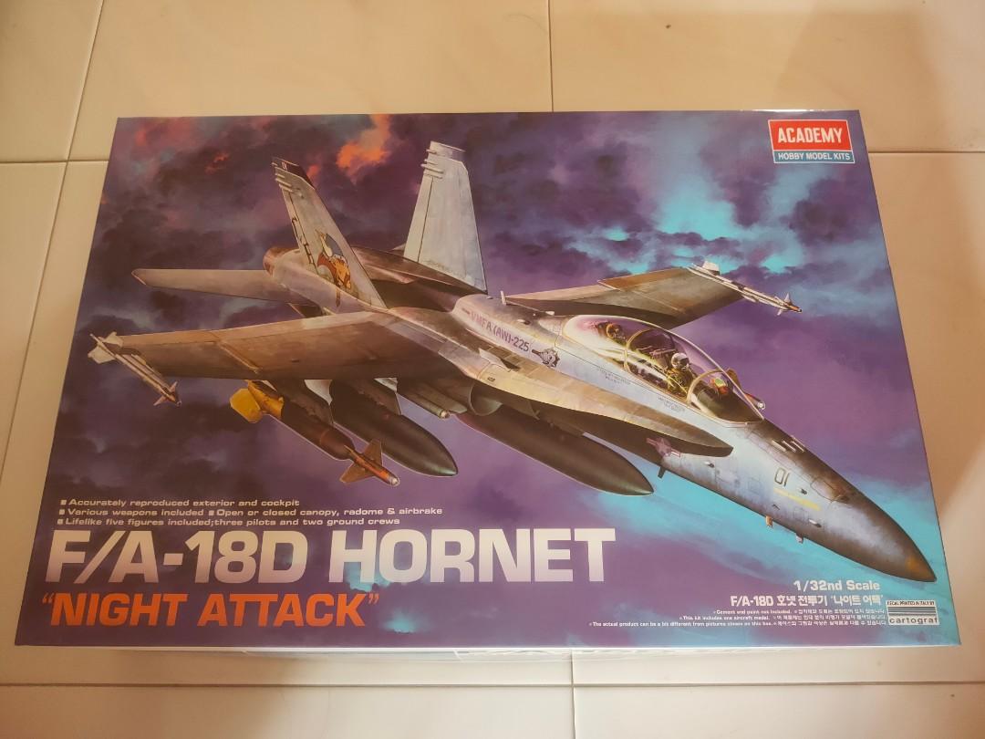 Academy 1/32 F/A-18D Hornet Night Attack (Bonus Decal Spain \u0026 Malaysia Air  Force), Hobbies \u0026 Toys, Toys \u0026 Games on Carousell
