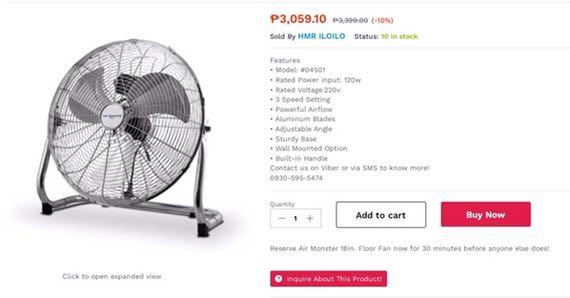 Air Monster 18in. Floor Fan  • Model: #04501 • Rated Power Input: 120w • Rated Voltage:220v • 3 Speed Setting • Powerful Airflow • Aluminum Blades • Adjustable Angle • Sturdy Base • Wall Mounted Option • Built-in Handle