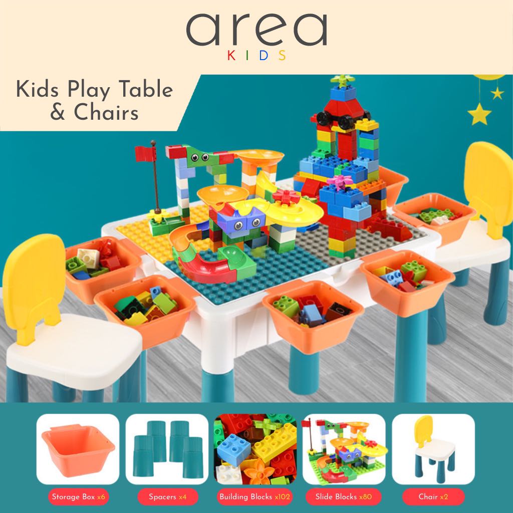 6in1 Activity Table with 182pcs Building Blocks LEGO type Play Table