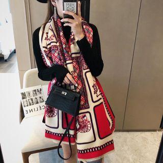 Autumn Winter New Women's HERMES Classic Carriage Plaid Printing Long Thick Cashmere Scarf Luxury Jacquard Scarf Warm Oversize Shawl Christmas Gift Scarf