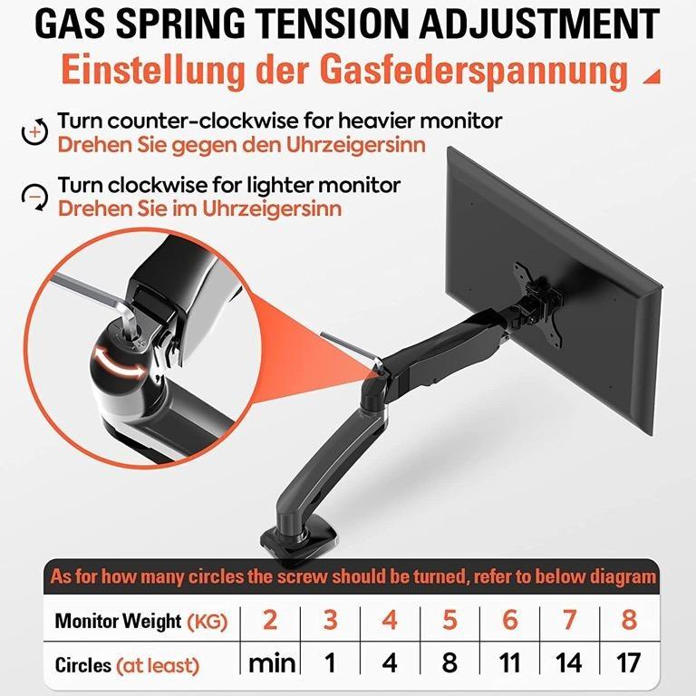 Single Monitor Arm Desk Mount Adjustable Gas Spring PC Monitor Arm Fits Most Monitors up to 32 with VESA 75x75 and 100x100mm Clamp and Grommet Base Full Motion Monitor Mount PL03 Eono by