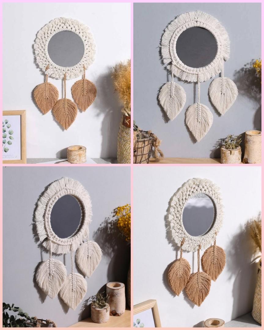 Boho Macrame Wall Mirror (Category: Mirrors) located in Manila. Submitted by venven3853 (Listing ID 1130817246, Image 1). Description: Design 1 - One color Design 2 - Two colors Comes with comb *Size- Please refer to the picture.
