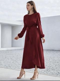 Brand new burgundy satin dress