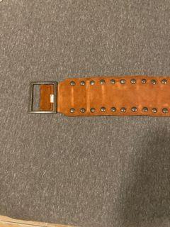 Brown thick belt with studs