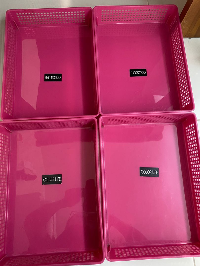 (Bundle of 4) Pink Storage Baskets from Daiso, Furniture & Home Living