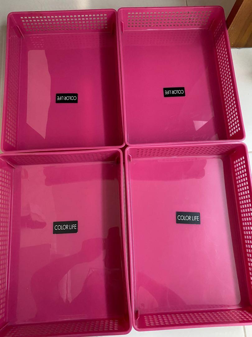 (Bundle of 4) Pink Storage Baskets from Daiso, Furniture & Home Living