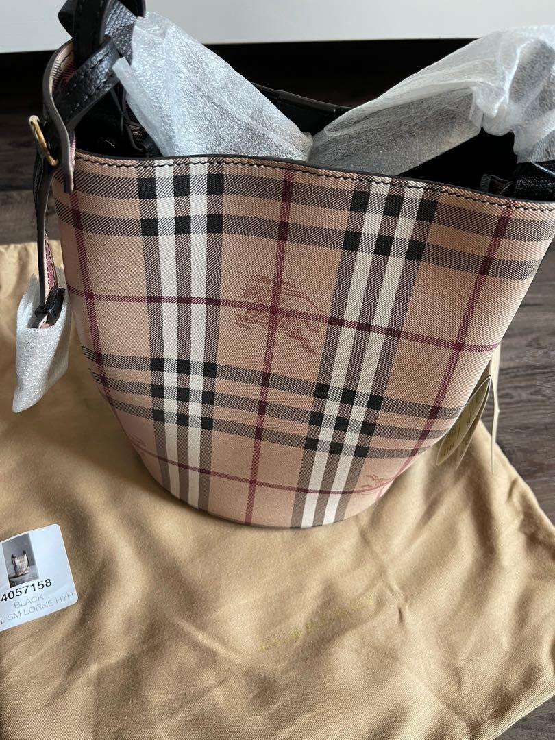 Burberry Lorne Haymarket Bucket Crossbody Bag, Women's Fashion, Bags &  Wallets, Cross-body Bags on Carousell