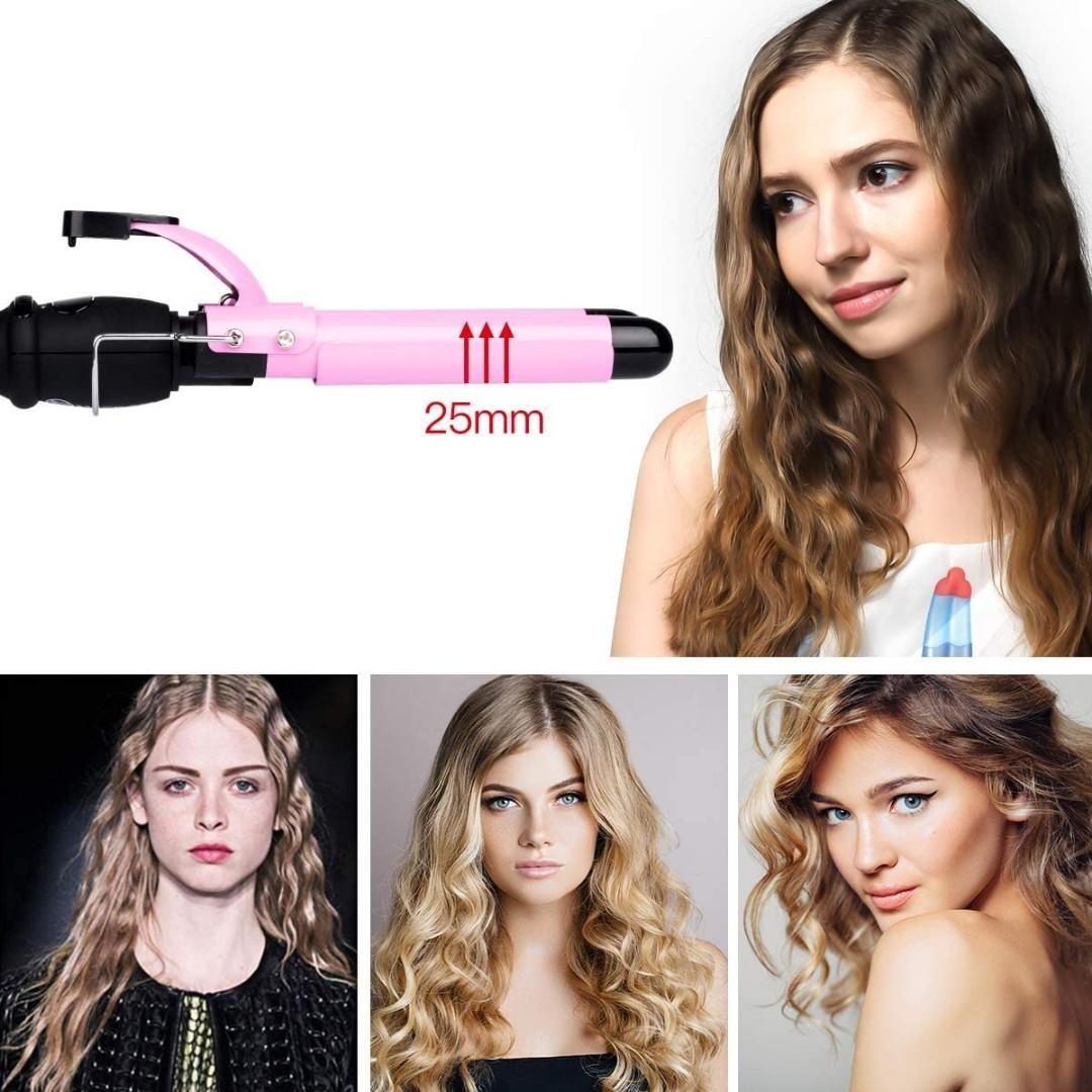 Clearance Sale CkeyiN 3 Barrels Hair Curler Ceramic Curling Iron Wand Hair Wavers Curling Tongs Beach Wave with LCD Display 16 Gear Temperature Control Heat Resistant Glove 25mm Beauty Personal Care