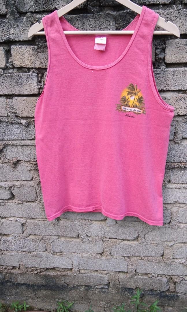 Gildan Orange Beach Alabama singlet, Men's Fashion, Tops & Sets
