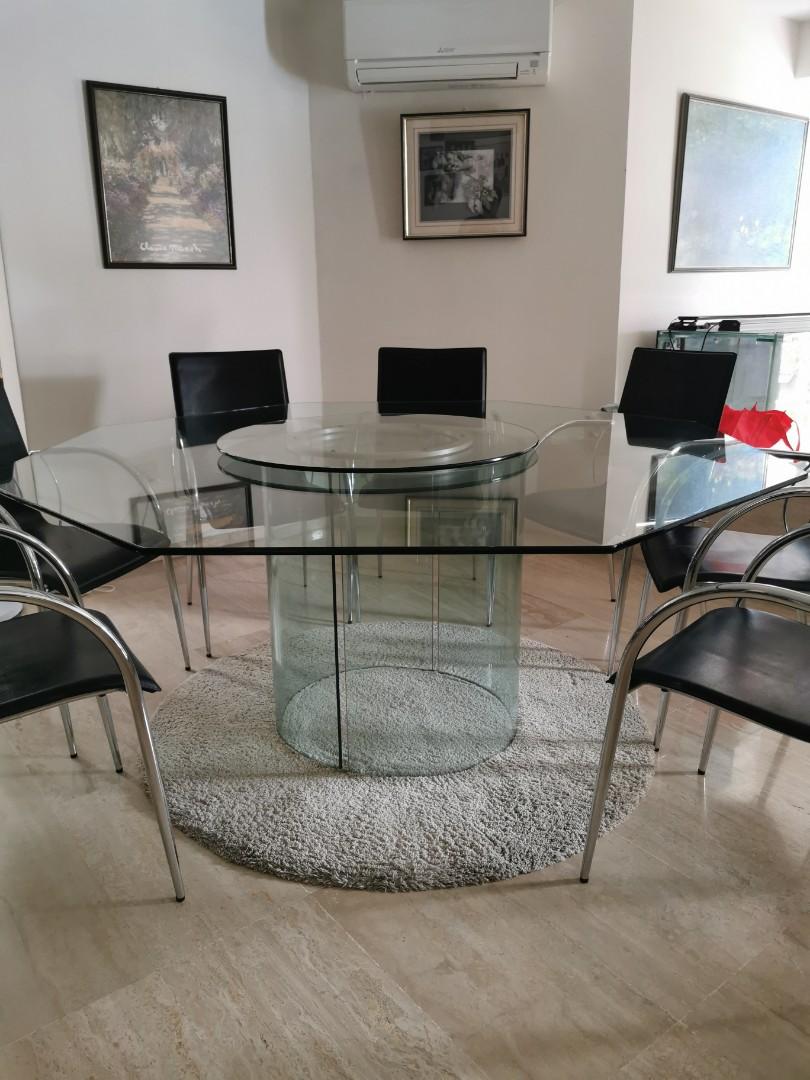 Glass Dining Table, Furniture & Home Living, Furniture, Tables & Sets On  Carousell