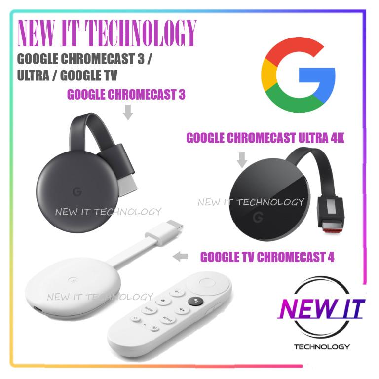 GOOGLE CHROMECAST 4K 3RA GEN ADAPTADOR HDMI LCD A SMART TV NETFLIX