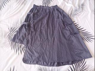 Gray/Grey Asymmetric Techwear Midi Skirt (Rok Midi Asimetris Warna Abu) #MauCuan