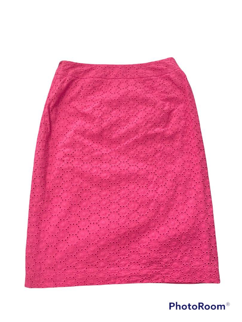 hot pink embroidered skirt
