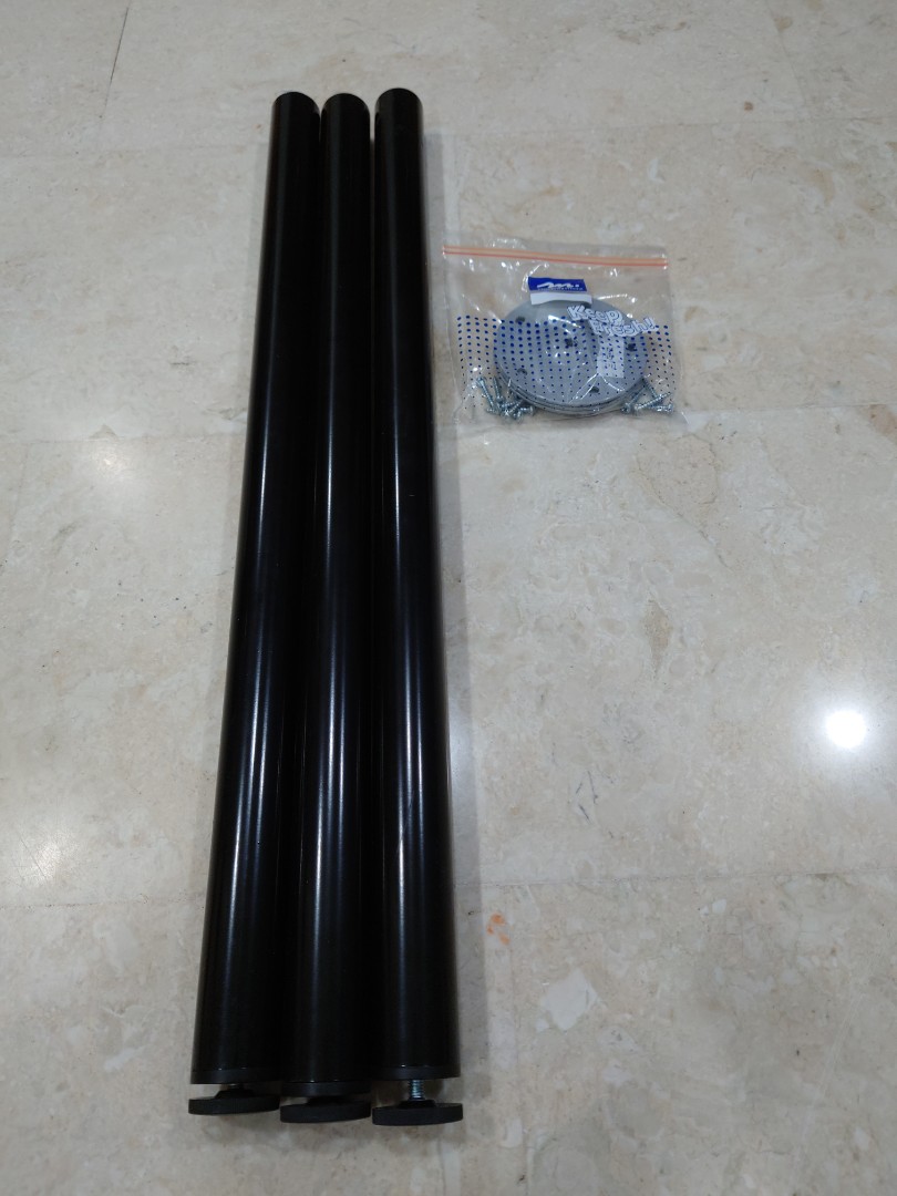 3x IKEA Adils Table Leg with Adjustable Feet (Black), Furniture & Home