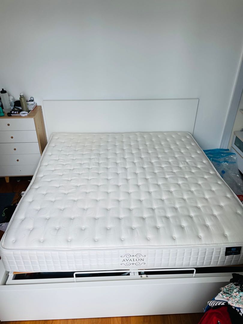 IKEA King size ottoman storage bed + Harvey Norman mattress, Furniture