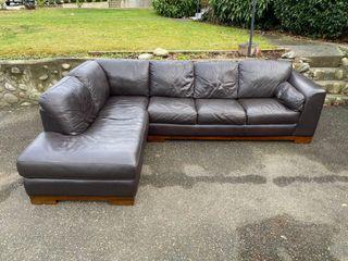 Large Dark Brown Leather Sectional - Delivery FREE