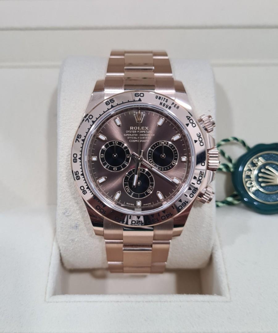 LNIB 2021 Rolex Daytona Everose Gold Chocolate Dial - 116505, Luxury,  Watches on Carousell