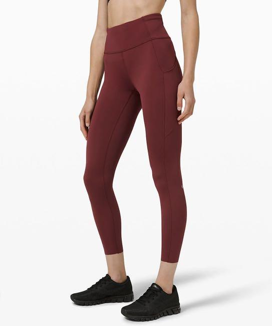 Lululemon F ast and Free High-Rise Tight 25 *Reflective Red Merlot,  Women's Fashion, Activewear on Carousell