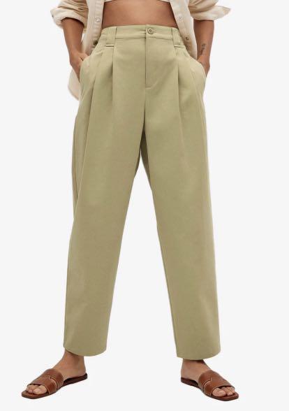 Mango Pleat Straight Trousers in Light 