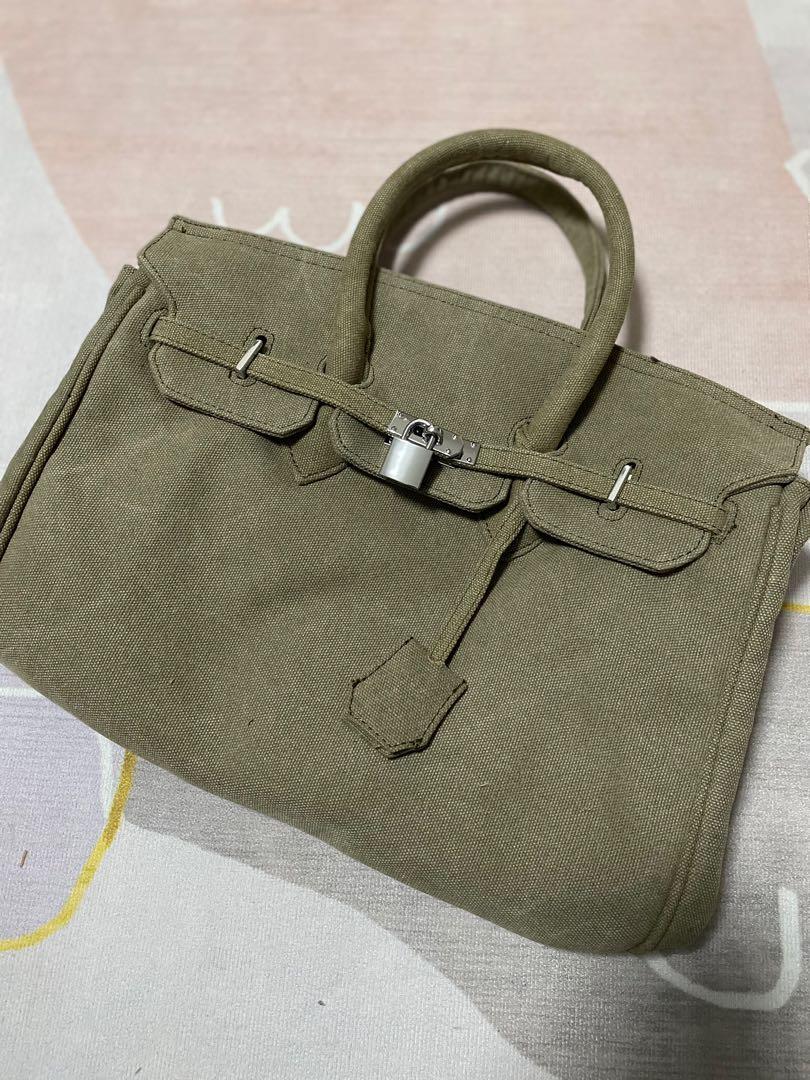 Canvas birkin style best sale bag