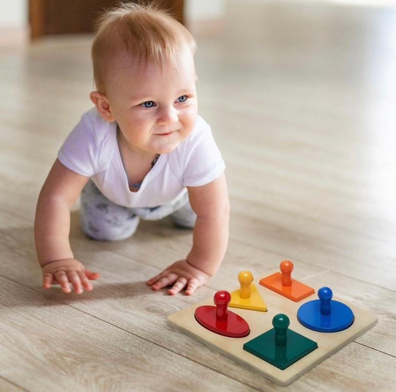 Buy Montessori Multiple Shape Puzzle Baby's First Shapes Jumbo Knob Wooden Puzzle Geometric Shape Puzzle Toddler Preschool Learning Material Sensorial Toy For Toddler Shape Color Sorter 5 Pieces
