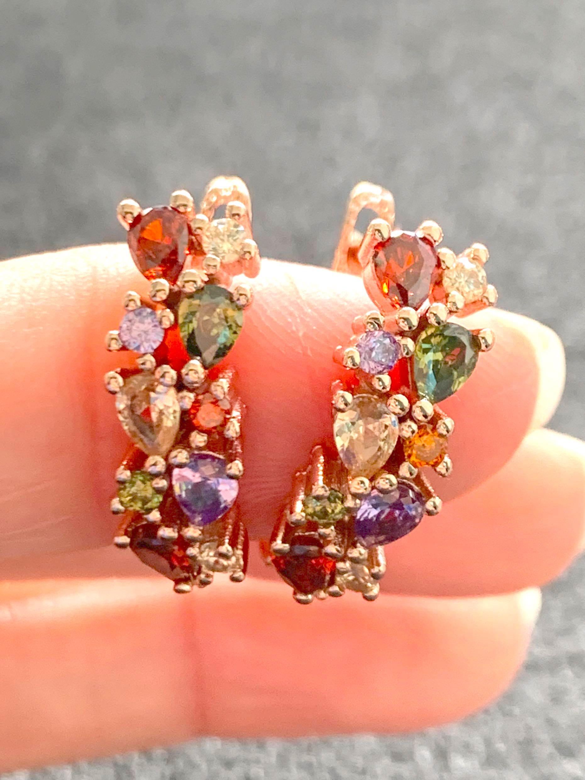 Multi colored crystal stud earrings hotsell