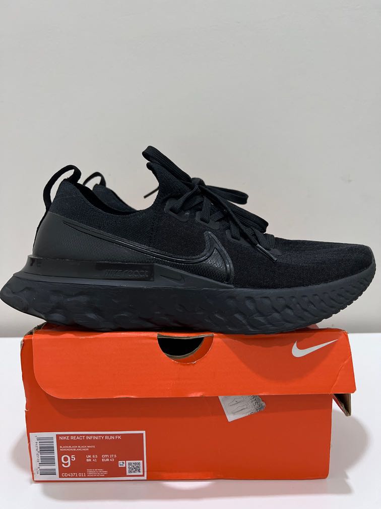 nike react infinity run triple black