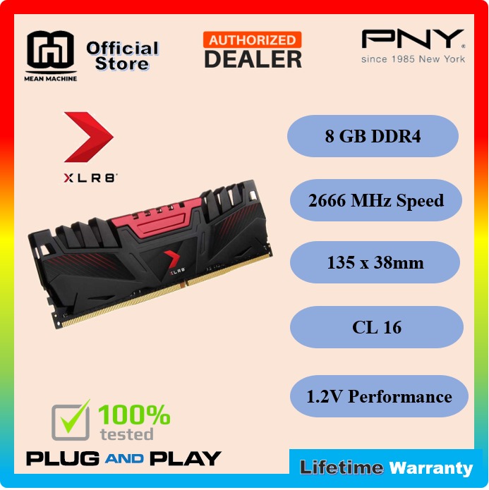 PNY 8GB XLR8 DDR4 2666MHz Desktop Memory Single Channel-PNY