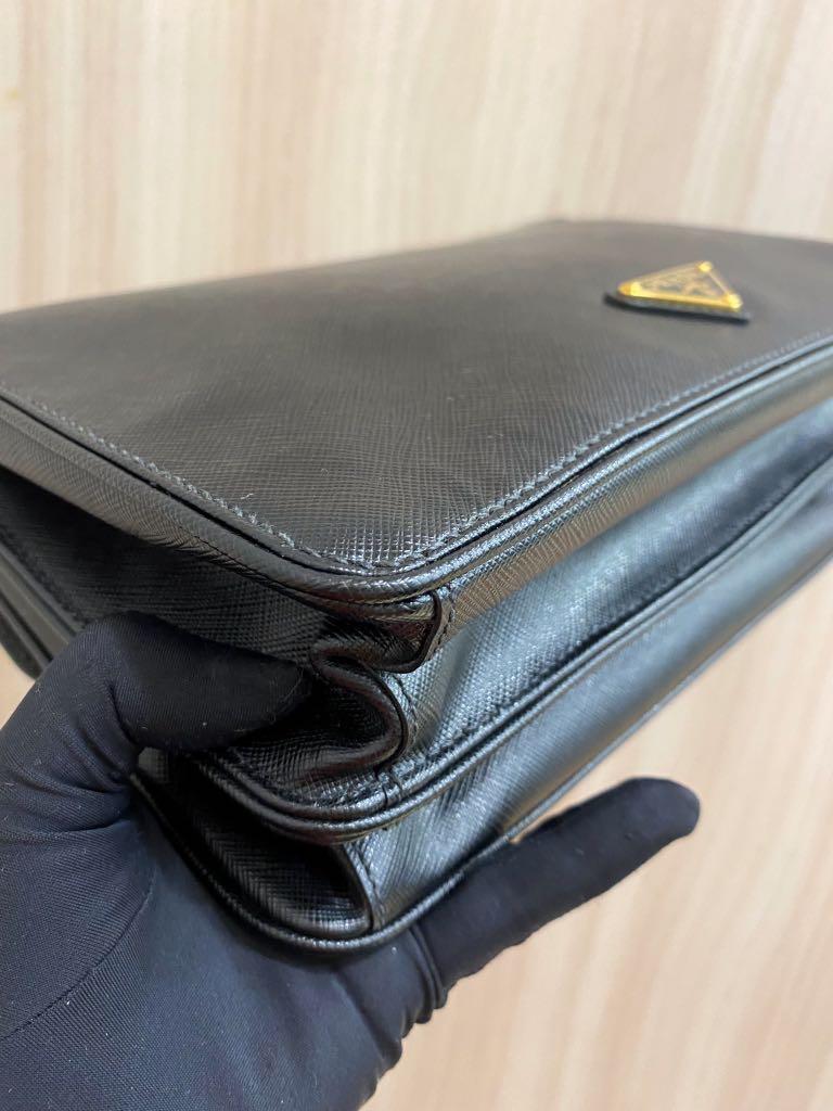 Prada Black Saffiano Leather Cinghiale Flap Crossbody Bag Prada