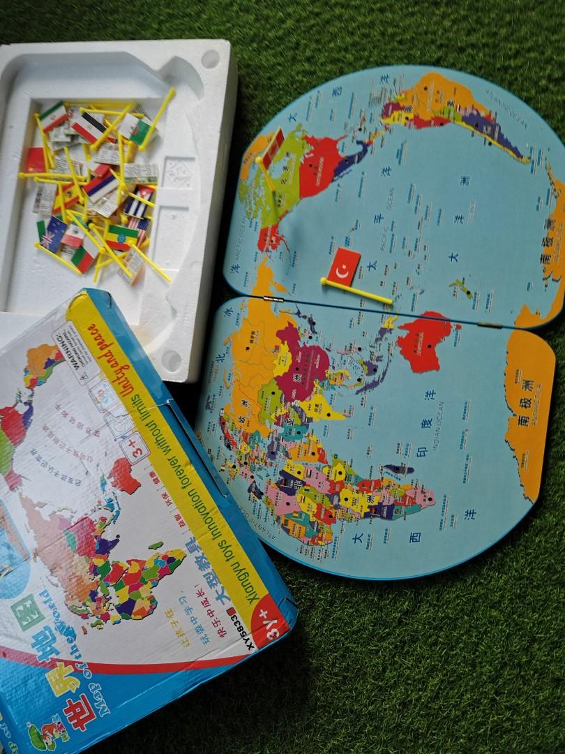 Solid wood map atlas flags, Hobbies & Toys, Stationery & Craft, Craft ...