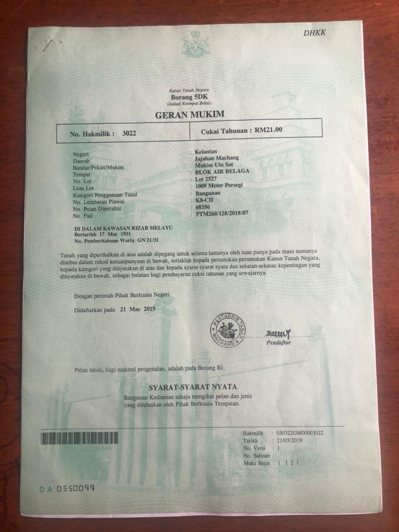 Tanah suku Ekar ada geran untuk dijual RM150k, Property, For Sale 