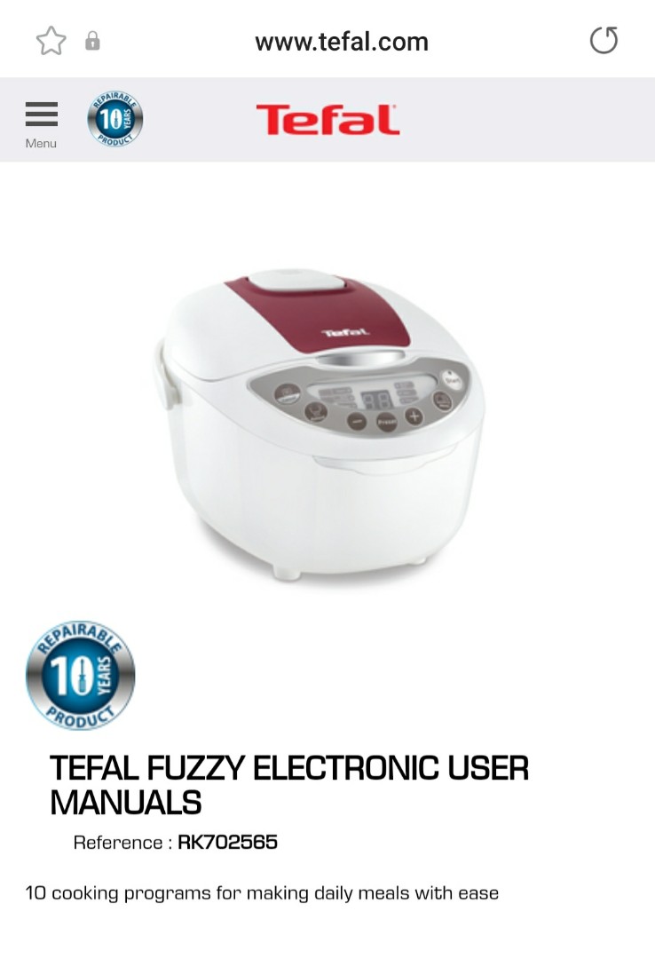 TEFAL Fuzzy Electronic 1Litre/ 6Cup Rice Cooker R15A RK702565 , TV