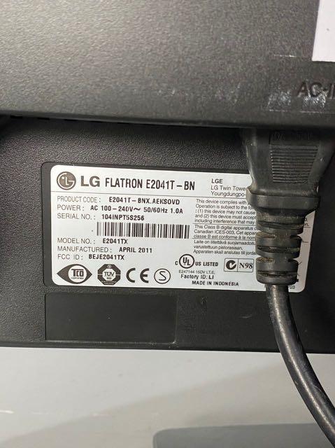 V410- LG FLATRON E2041 monitor MODEL NO.: E2041TX, Computers & Tech ...