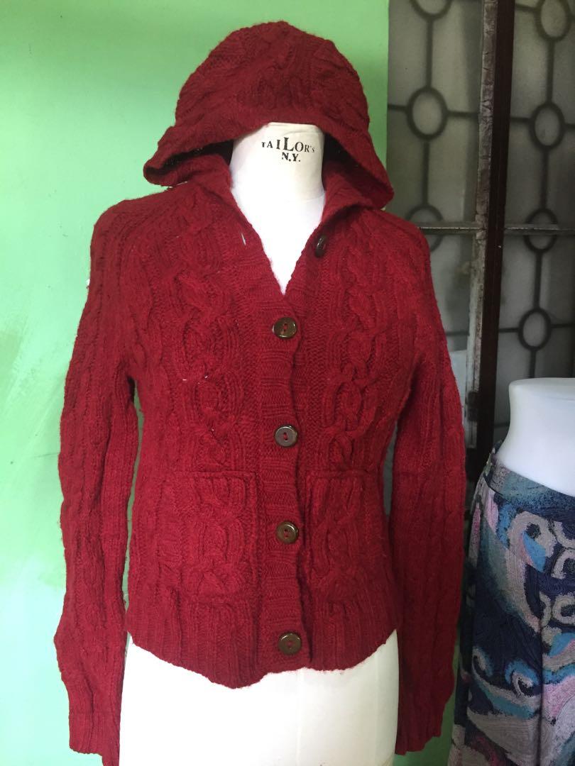 Vintage abercrombie cable knit hoodie 
