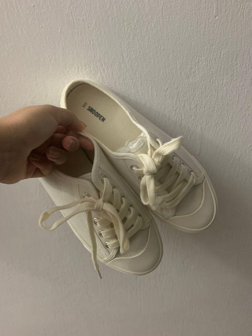Shoopen white canvas shoes mules