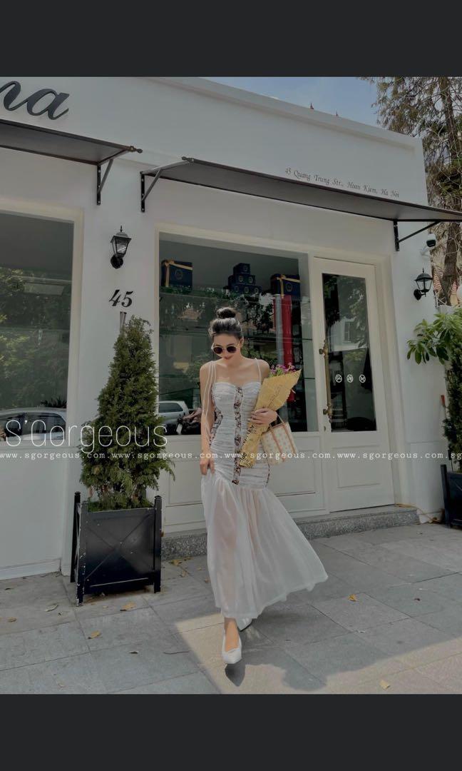 White flowy spaghetti strap dress sale