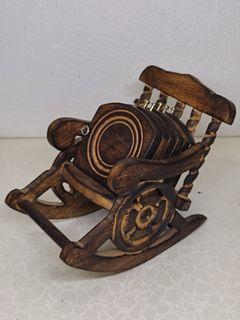 Wooden Rocking Chair Tea& Coffee Coaster Set
